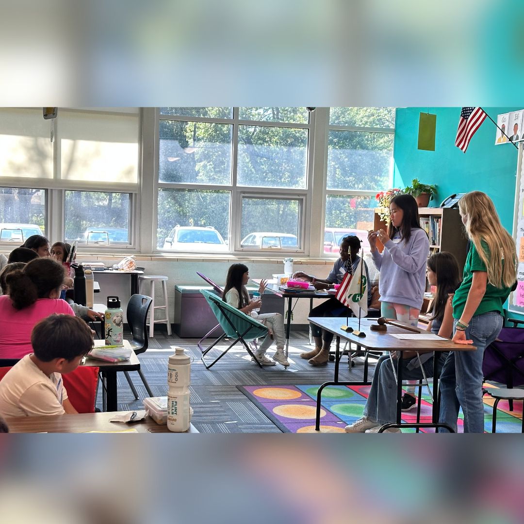 Club meeting in a classroom