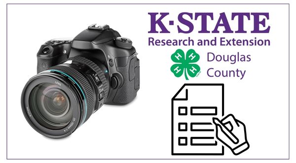 dslr camera - douglas county extension k-state logo and lineart of a  hand filling out a form