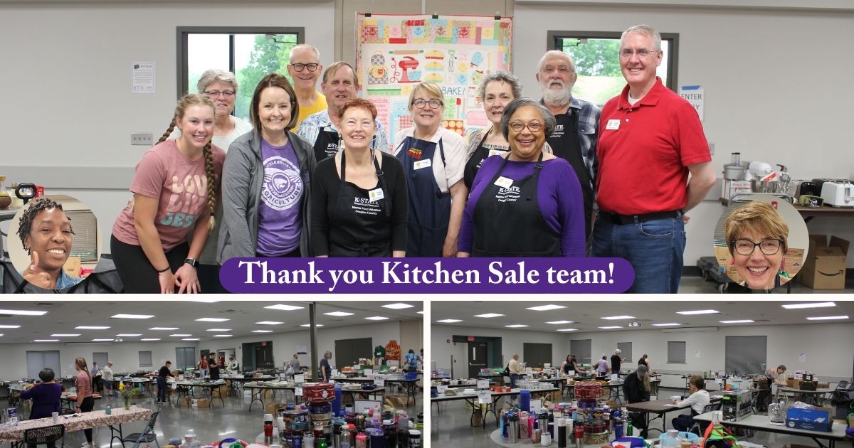 collage of thanks to the Kitchen Sale team and a visual of the day of the event. 