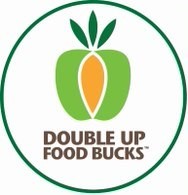 Logo for the Double Up Food Bucks program. It is the shape of an apple.