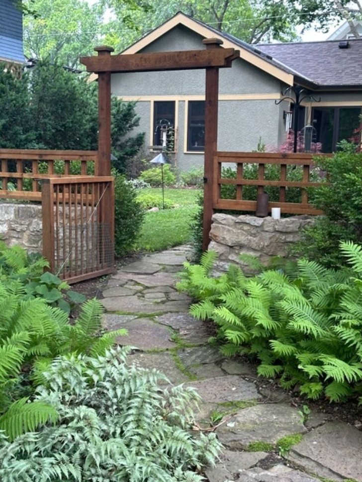 garden in the foreground and house in the background