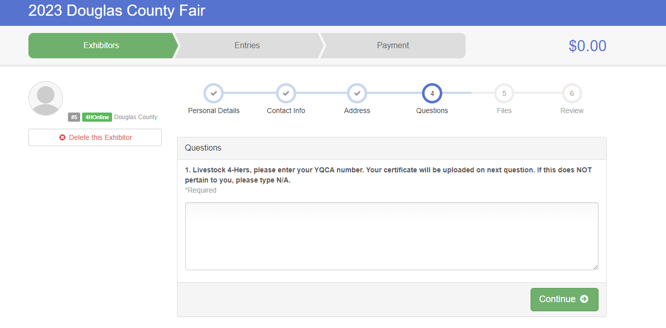 screenshot showing the question box where you will type in the required info