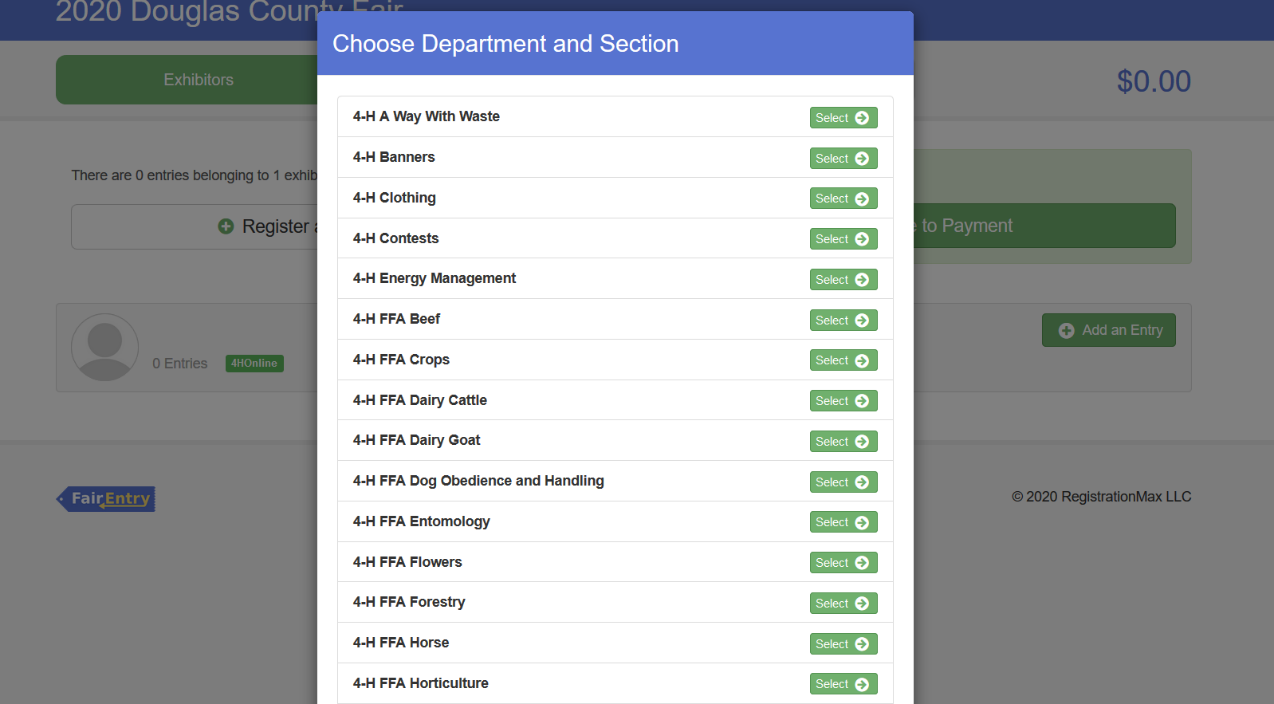 screenshot of 4-h departments