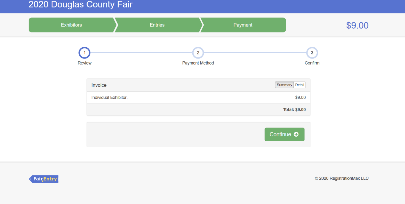 screenshot of payment scren